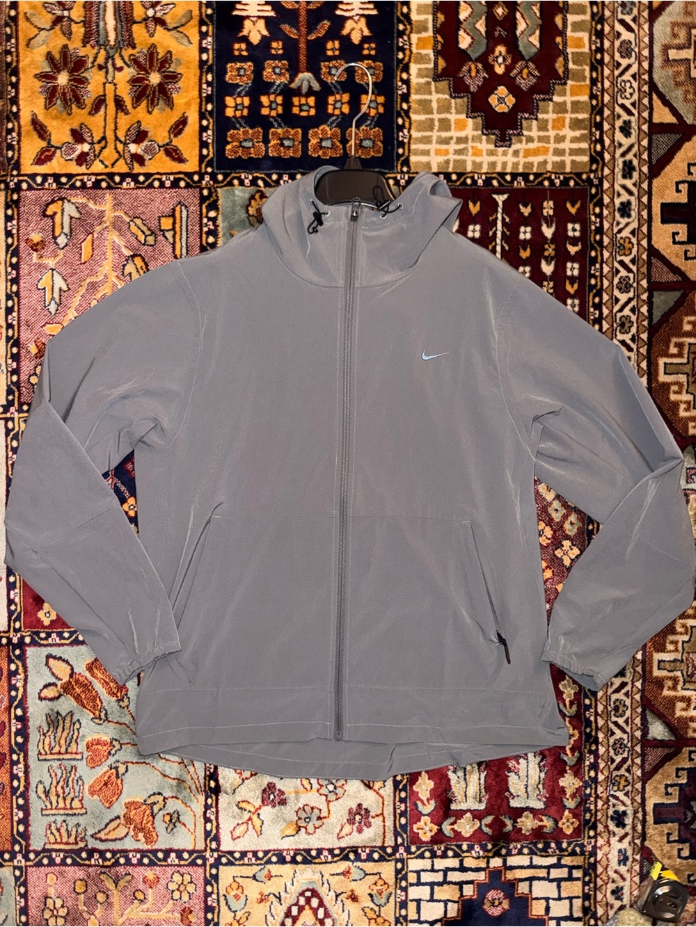 Nike Women's Light Gray Full-Zip Hooded Bomber Jacket